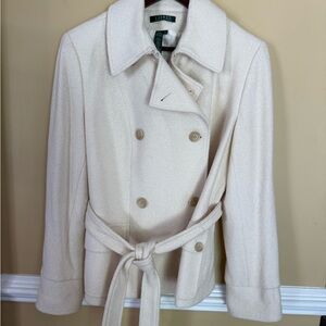 Ralph Lauren Ivory Double-Breasted Pea Coat